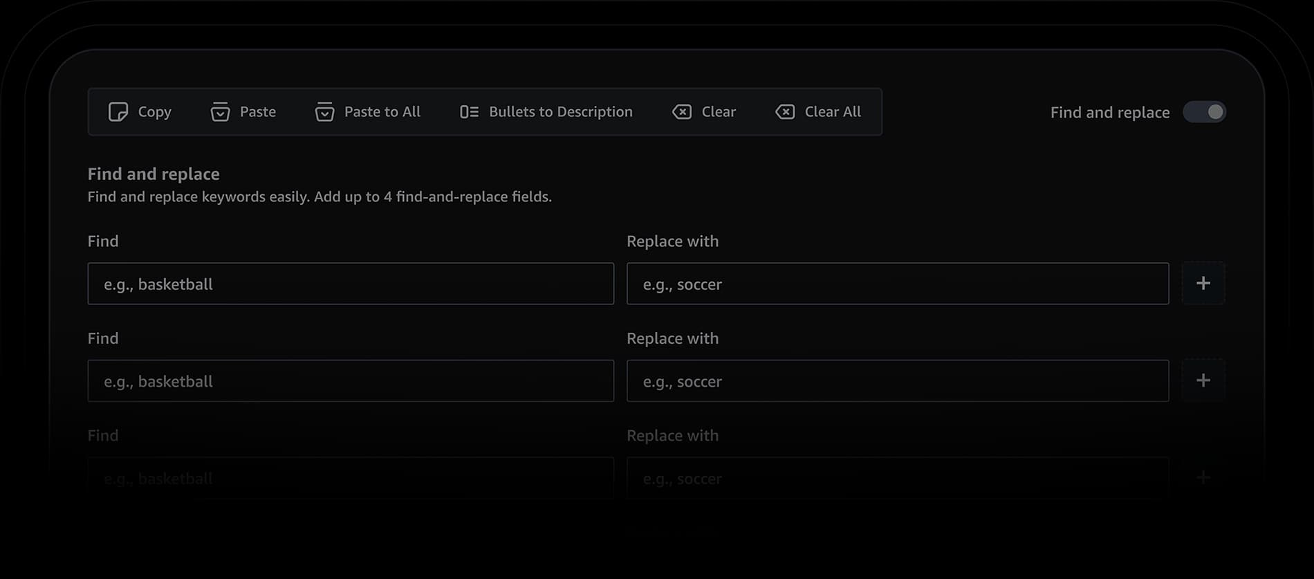 Find and Replace Feature